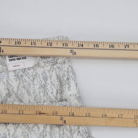 Express Snakeskin Metallic Super High Rise Straight Crop Jean Women's Size 4 NEW - Picture 7 of 9